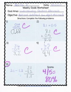 Weekly Goals Worksheet