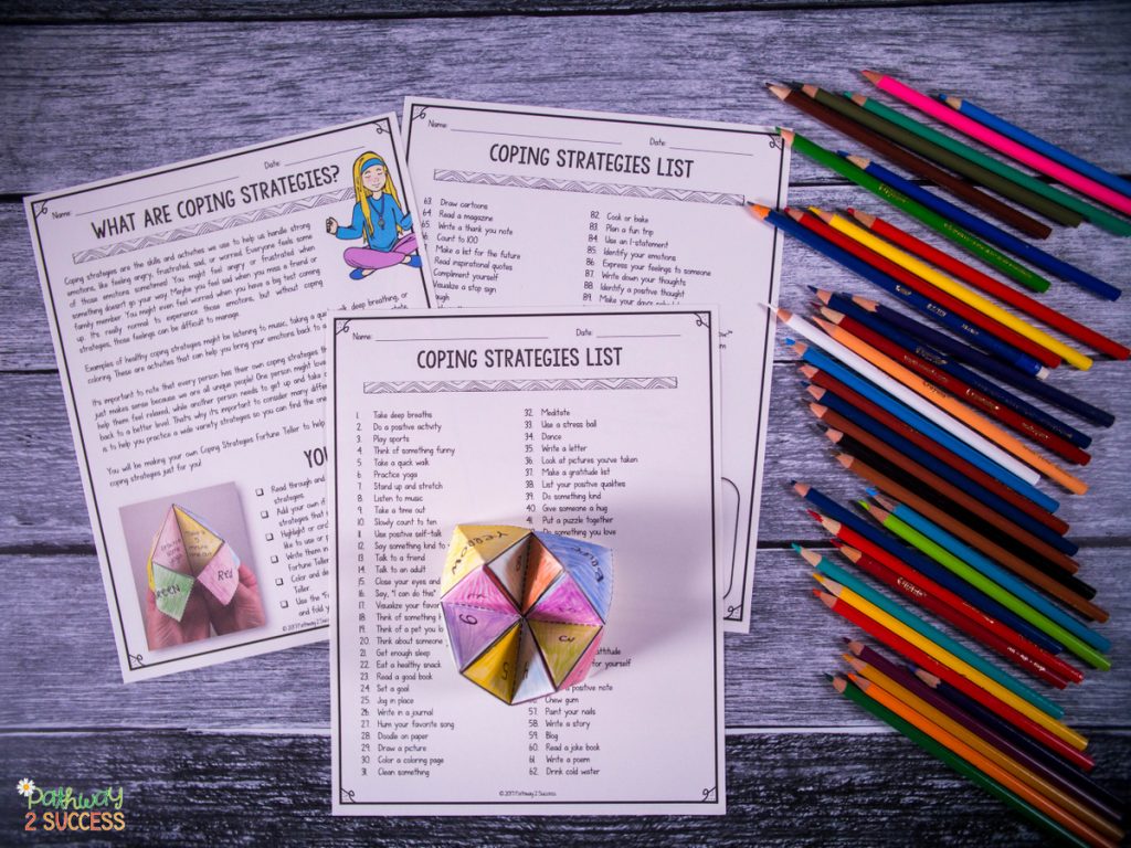 Coping strategies list and fortune teller activity