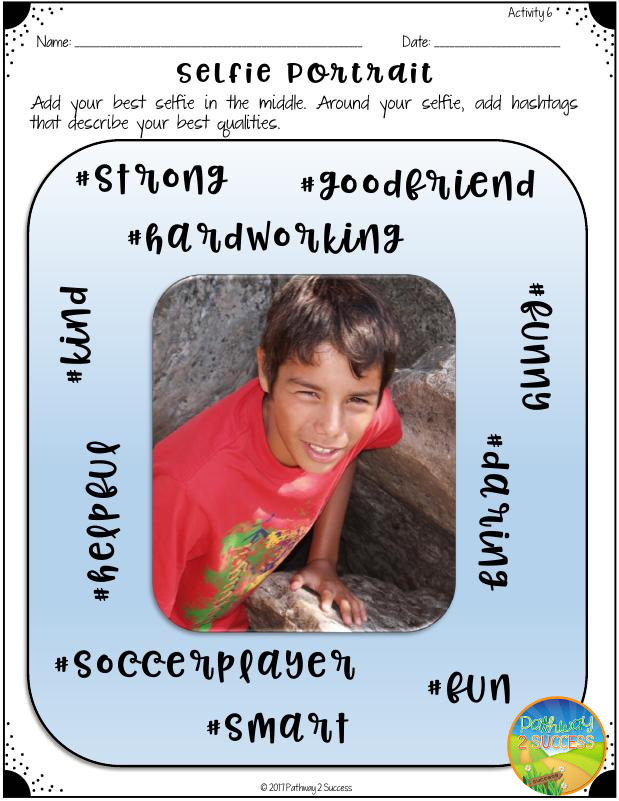 Selfie portrait SEL art activity