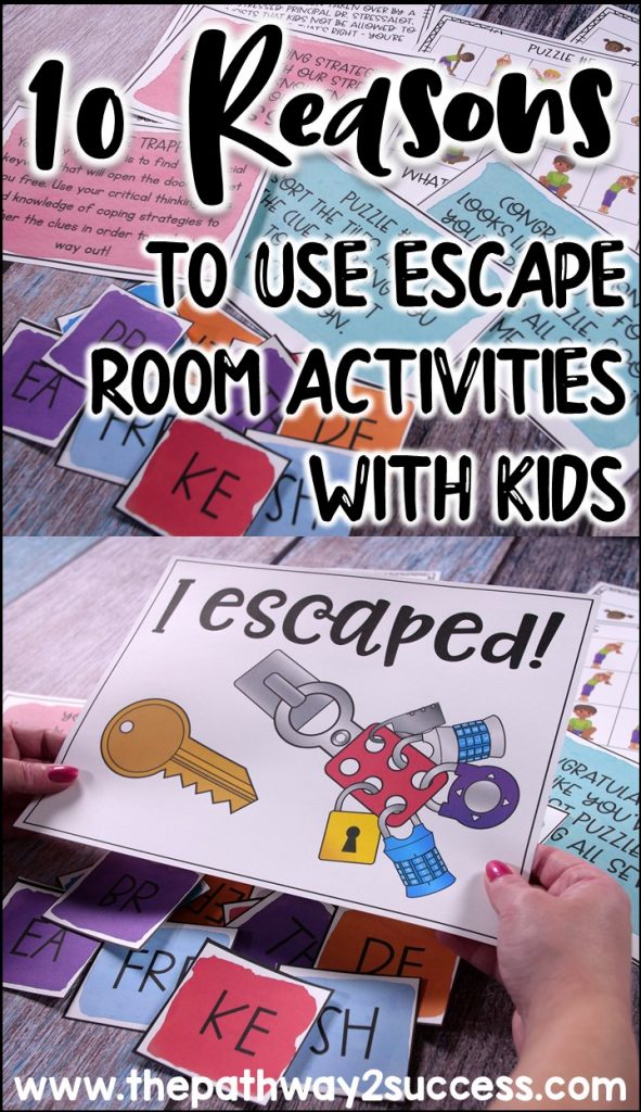 10 reasons to use escape room activities with kids and teens! Learn about why interactive escape room games are the best lessons to use to teach skills in the classroom. #escaperoom #pathway2success 10 reasons to use escape room activities with kids and young adults!