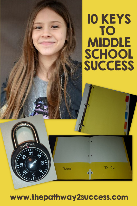 These top 10 middle school keys to success include a free set of printable worksheets and task cards to help young adults start the middle school years off right. Middle school hacks for success focus on staying organized, getting involved in activities, and more. #middleschool #teens #pathway2success Top 10 Middle School Keys to Success