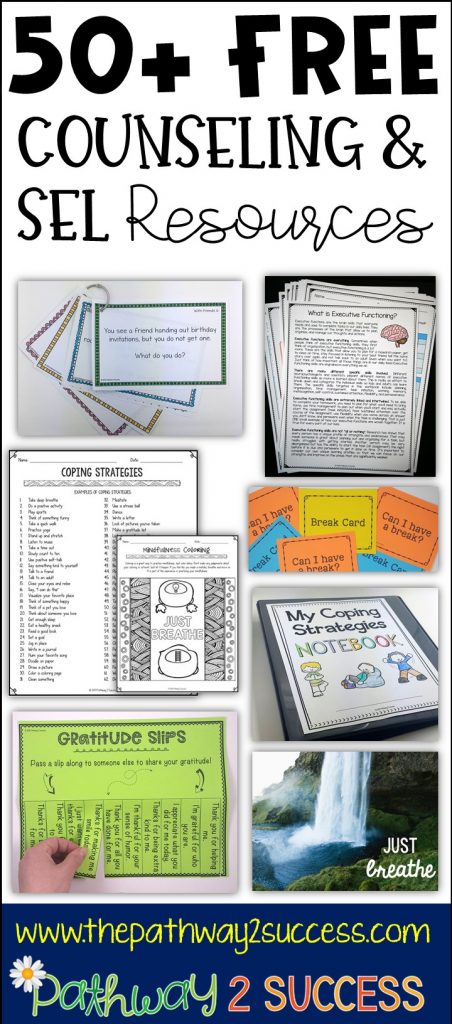 50+ FREE counseling and social emotional learning resources for kids and teens. Resources include printable worksheets, online materials, apps, videos, and more. #mentalhealth #counseling #sel #socialskills #pathway2success 50+ FREE counseling and social emotional learning resources for kids and teens. Resources include printable worksheets, online materials, apps, videos, and more. #mentalhealth #counseling #sel #socialskills #pathway2success