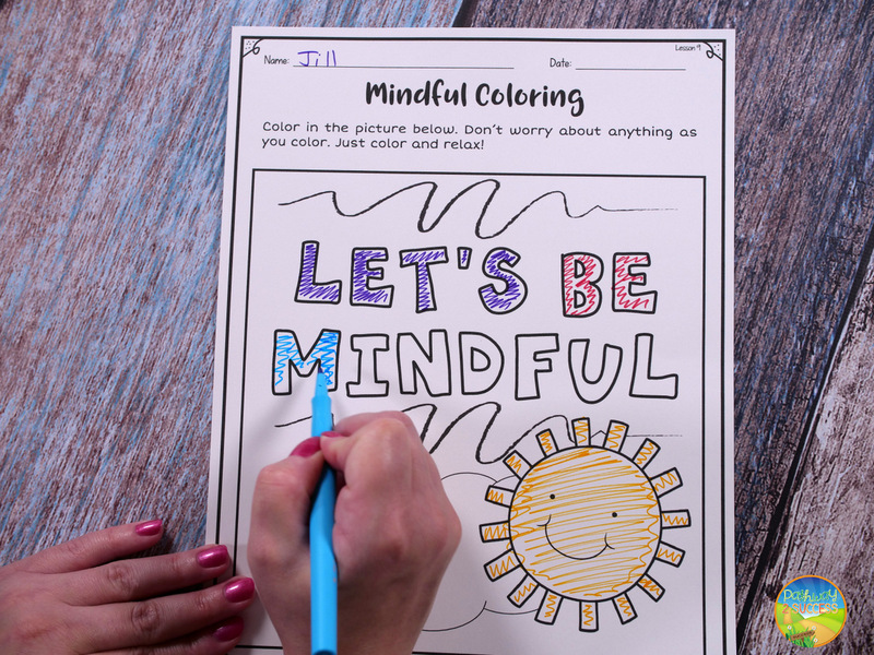 10 mindfulness activities you can try today with kids and teens! Techniques include coloring, breathing exercises, meditation, positive affirmation quotes, and more. #mindfulness #mindful #zen #copingstrategies #pathway2success Mindful Coloring