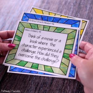 Free growth mindset task cards and more to help kids and young adults with social emotional learning skills. #sel #socialemotionallearning #pathway2success