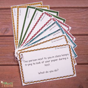 Free social problem solving task cards and more to help kids and young adults with social emotional learning skills. #sel #socialemotionallearning #pathway2success