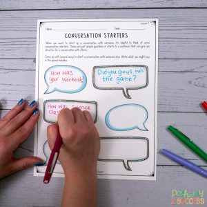 Free conversation skills lessons and more to help kids and young adults with social emotional learning skills. #sel #socialemotionallearning #pathway2success