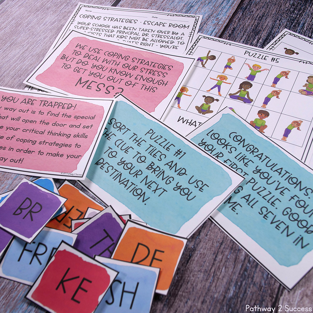 Use a coping strategies escape room to teach about coping skills in a fun way!