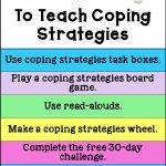 7 unique and interactive strategies for teaching coping skills to kids and teens. Read this blog post to see how you can make a DIY coping strategies wheel, use task boxes, and complete a free challenge to teach skills for managing emotions. #copingstrategies #copingskills #pathway2success