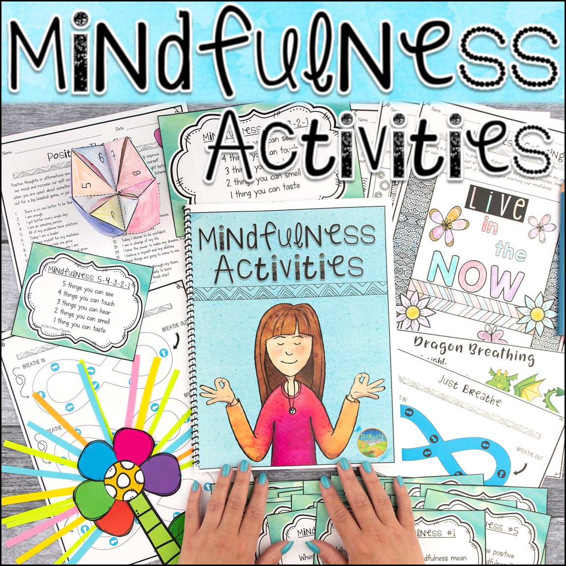 Check out these 5 free mindfulness activities you can use with kids and teens today to help them become more focused, positive, and in control of emotions! Use mindful coloring, mindful breathing, positive affirmations, and more. Kids and young adults will love these strategies and you can use them again and again! #pathway2success #mindfulness #bemindful #mindfulkids