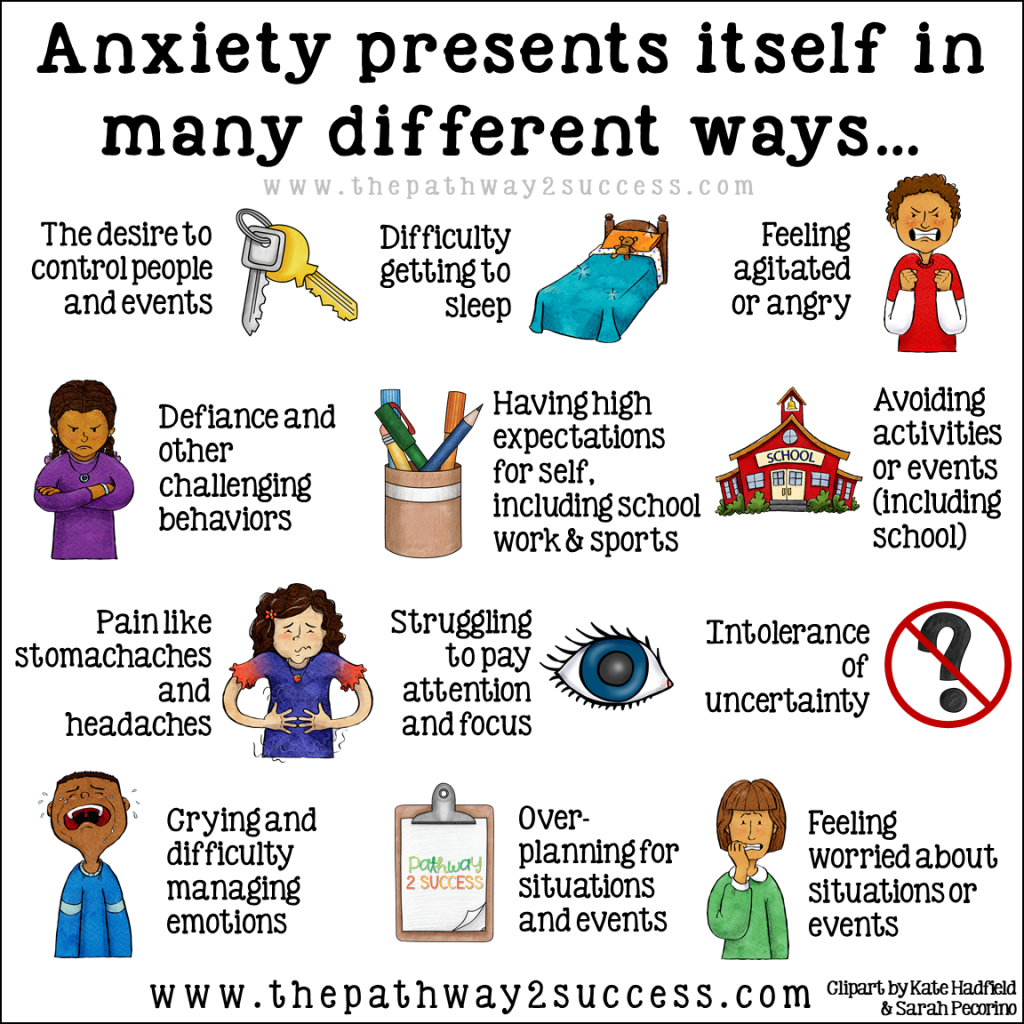 Strategies, activities, and coping skills to help kids and young adults with feelings of anxiety and worries in the classroom. Article includes worksheets, calm down tools, how to recognize signs, and other ideas for educators at school to support students with challenging feelings. #anxiety #pathway2success #socialemotionallearning