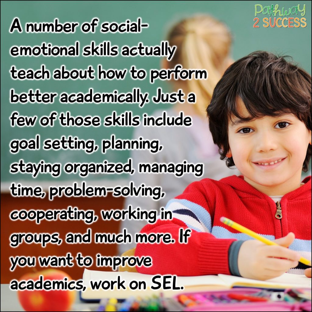 Read about 15+ benefits to teaching social emotional learning in the classroom to kids and young adults! Students need these life skills with SEL to succeed in school and beyond. Learn WHY it's so important to spend the time to teach skills for self-awareness, social skills, self-management, decision-making, and more! #sel #socialemotionallearning #pathway2success