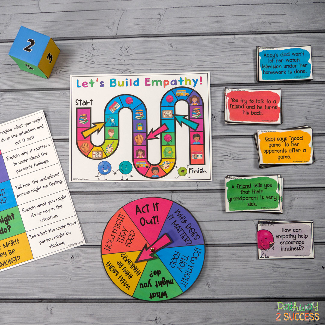 Use these strategies and ideas to teach and build empathy with kids and young adults! Learners who have a lack of empathy can struggle with other social skills. Help elementary, middle, and high school kids build these skills by using literature, teaching lessons, practicing with games, and more. Also includes a free printable lesson for kids and teens. Helpful for kids with ADHD, autism, and other needs. #socialskills #empathy #pathway2success