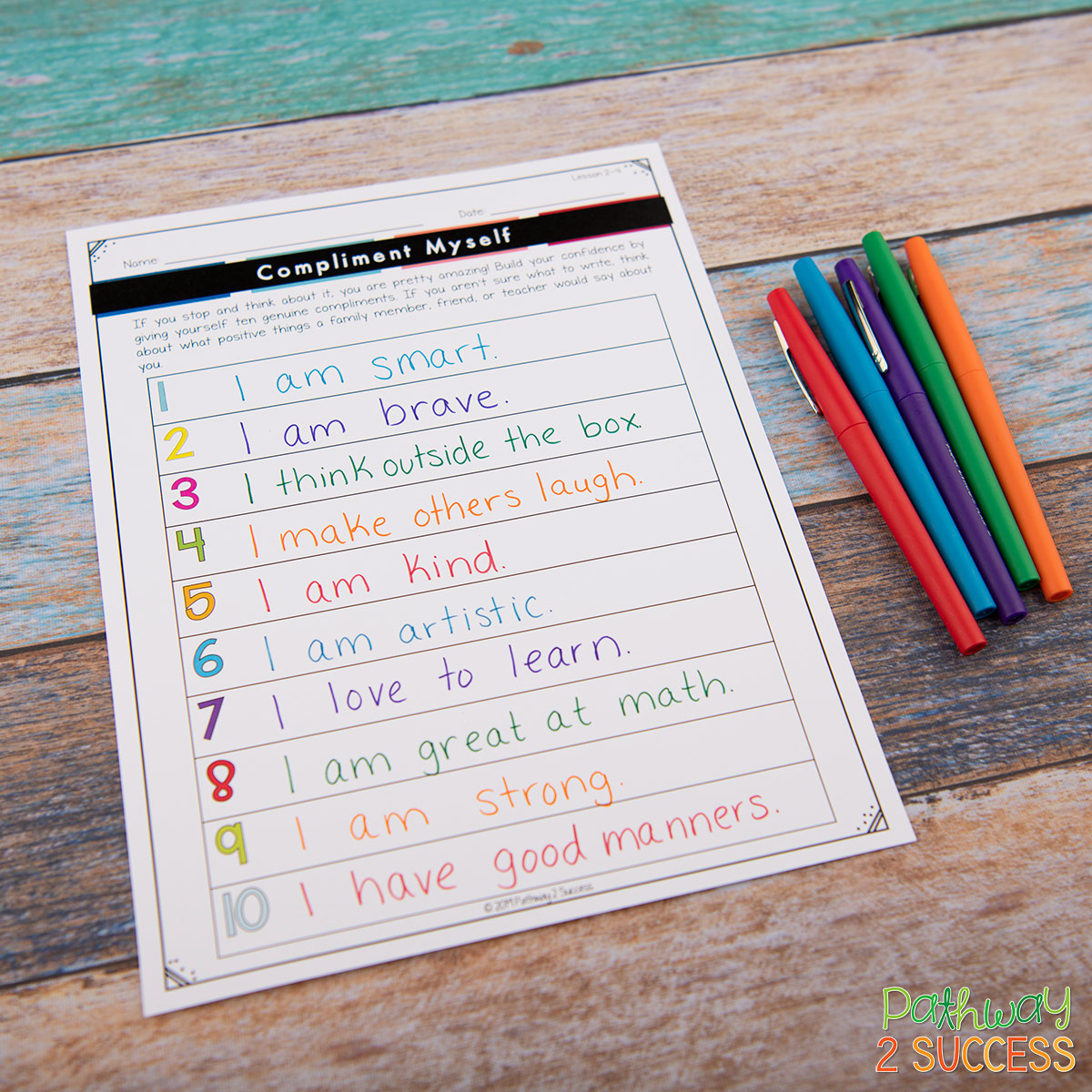 Teaching kids to be more self-aware can help them develop confidence, understand emotions, and work towards individual goals. Teachers can use these strategies and printable activities to help kids develop self-awareness and focus on social emotional learning. #sel #socialemotionallearning #pathway2success