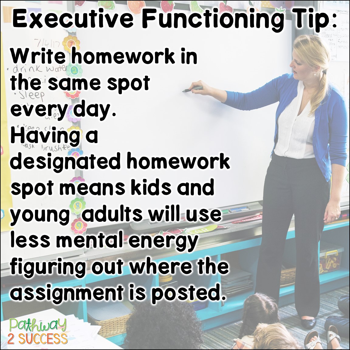 Over 15 strategies for executive functioning that all educators and teachers can use to help struggling students. Whether kids are having difficulty with attention, organization, self-control, or flexibility, these ideas and printable resources will help kids and teens find success in the classroom! #executivefunctioning #pathway2success