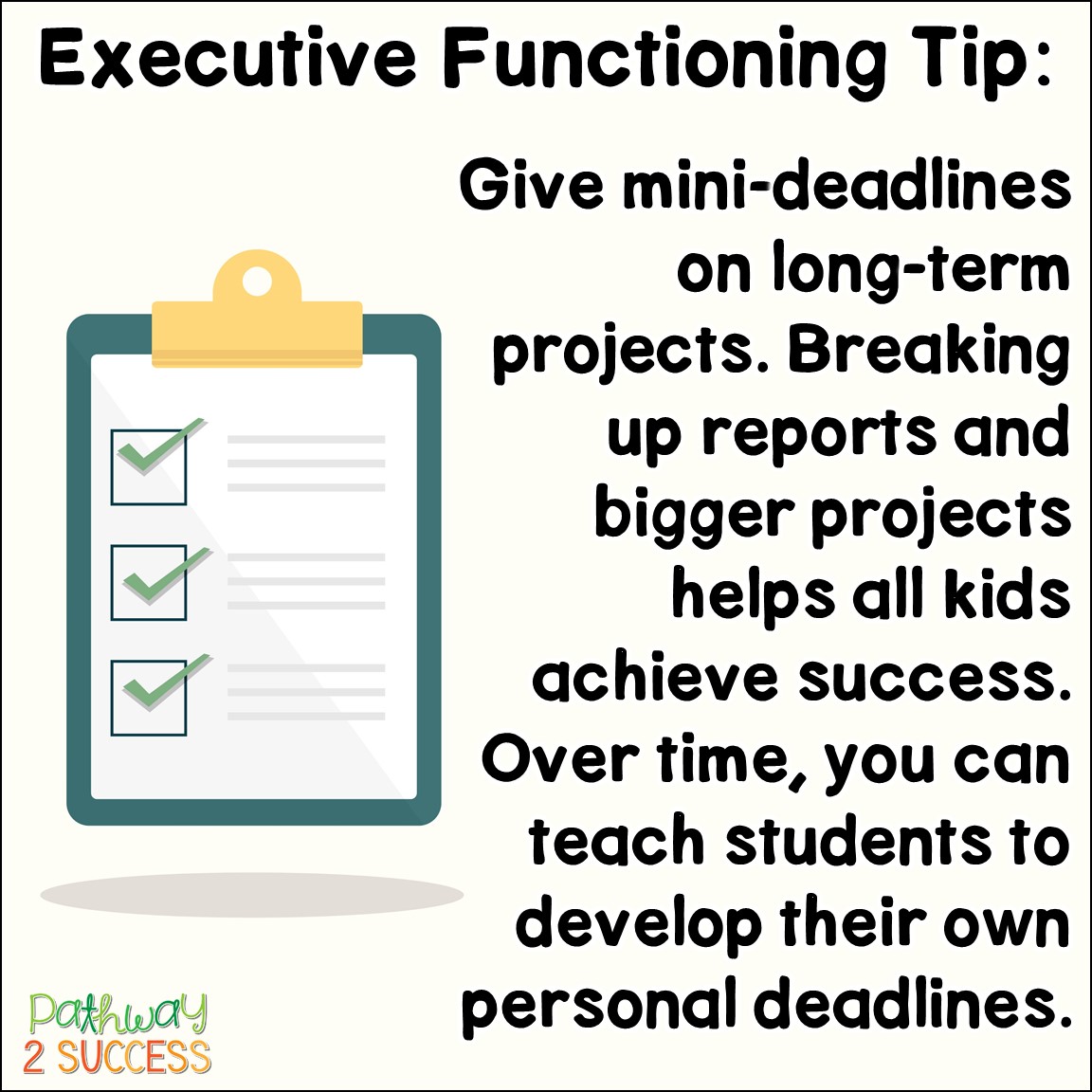 Over 15 strategies for executive functioning that all educators and teachers can use to help struggling students. Whether kids are having difficulty with attention, organization, self-control, or flexibility, these ideas and printable resources will help kids and teens find success in the classroom! #executivefunctioning #pathway2success