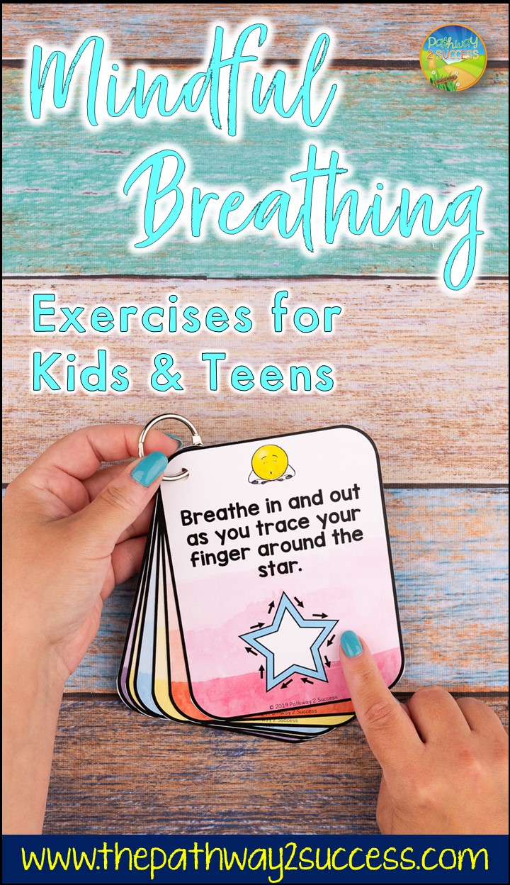 Use these mindful breathing exercises to integrate mindfulness and social emotional learning into the classroom. Mindful breathing can help kids and teens manage emotions, improve focus, and feel calm. Check out these free ideas you can use right away! #mindfulness #pathway2success