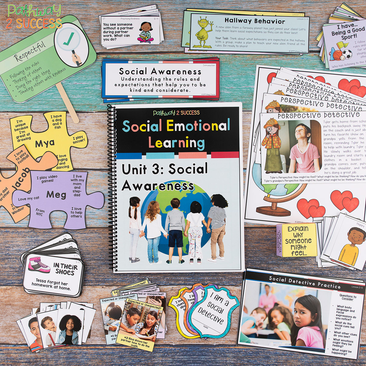 Social emotional learning skills are critical for success! Use this social emotional learning complete curriculum to help elementary learners acquire skills like empathy, confidence, conflict resolution, decision-making, and more. #pathway2success