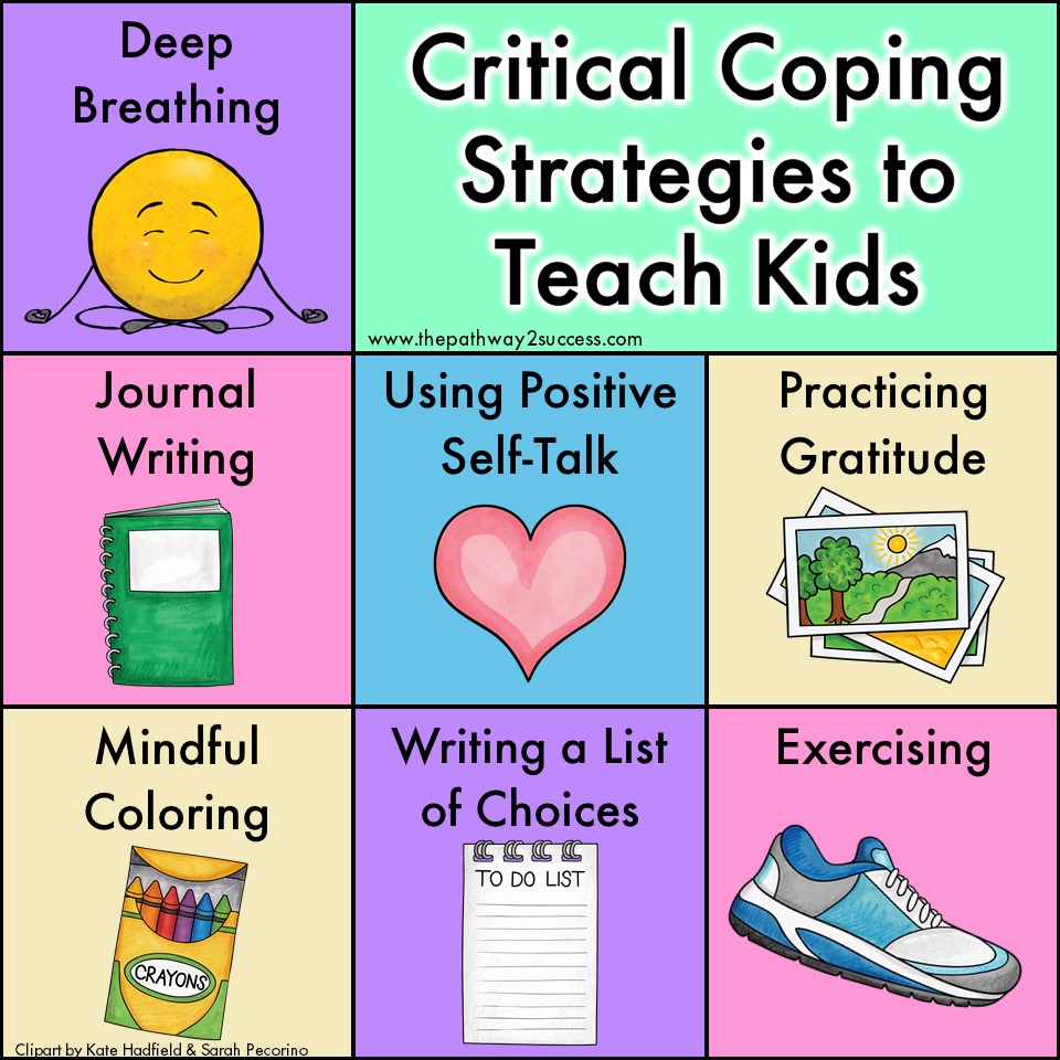 Coping strategies are the skills and tools to help kids and teens manage stress and tough emotions. Practice strategies like deep breathing, journal writing, practicing gratitude, mindful coloring, and more. #pathway2success