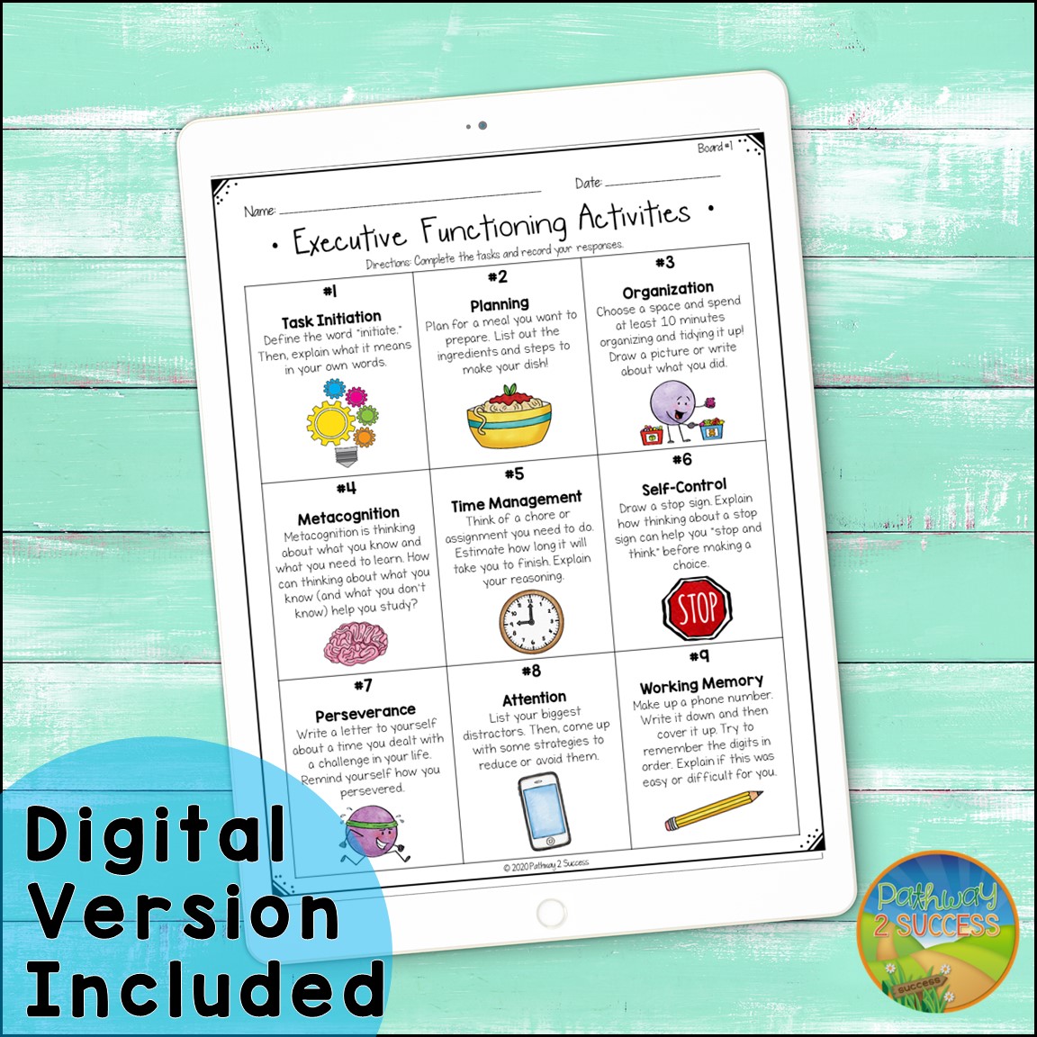Strategies for parents and educators to help support executive functioning skills at home. Post includes some free digital and printable resources, along with several tips for organization, attention, planning, self-control, and more. #pathway2success