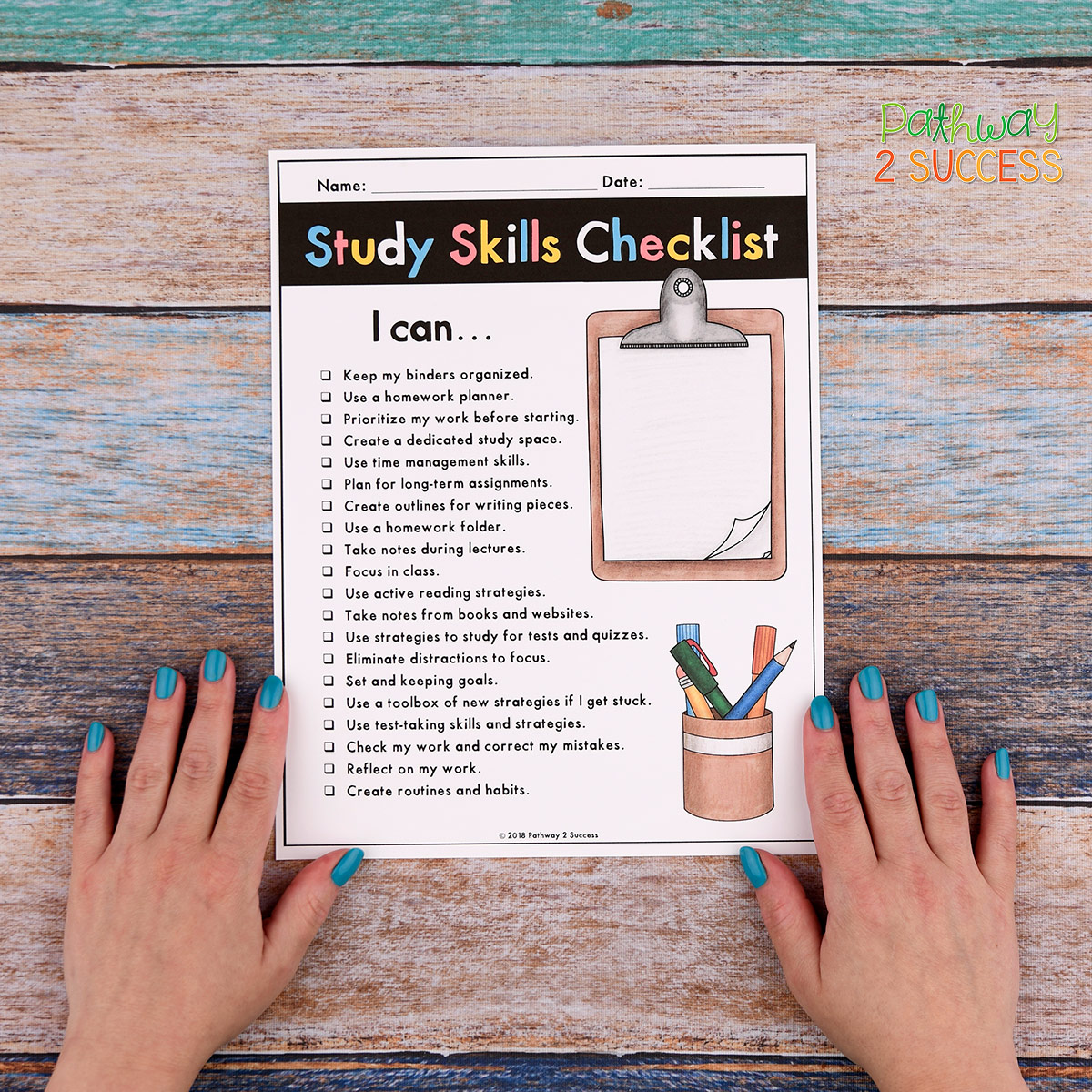 9 FREE executive functioning activities for kids and teens. These are perfect activities and printable worksheets to help students build skills like attention, organization, time management, self-control, and more. Activities include workbooks, posters, coloring pages, and more. #pathway2success