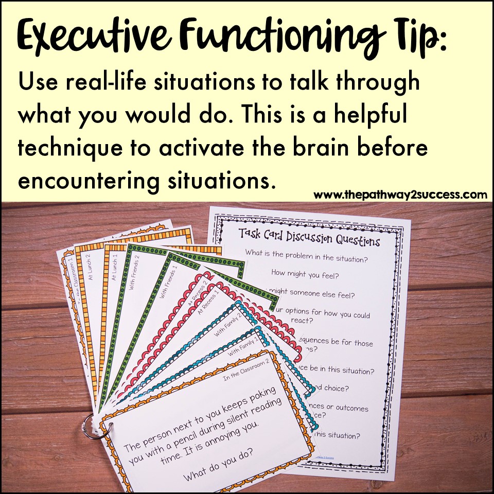 Social scenario cards to practice decision-making skills
