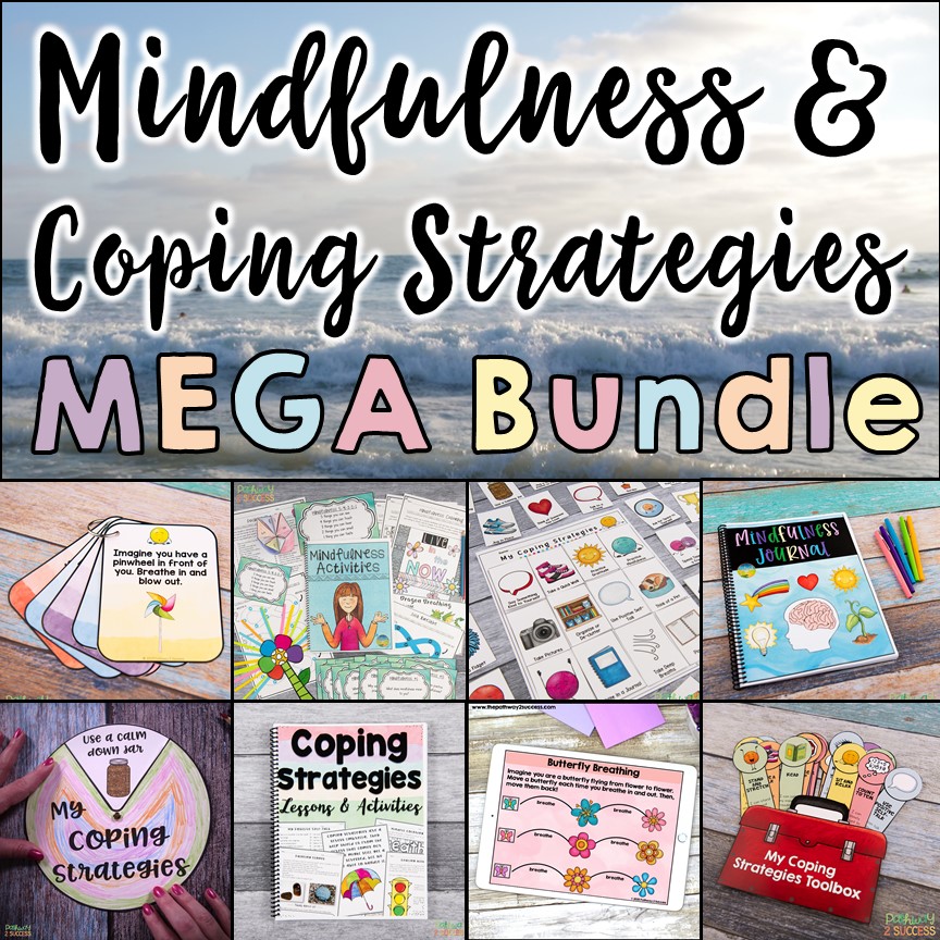 Coping strategies and mindfulness skills to help kids and teens learn to manage their emotions, anxiety, and anger on the spot. #copingstrategies #copingskills #pathway2success #mentalhealth #anxiety #mindfulness Coping strategies and mindfulness activities