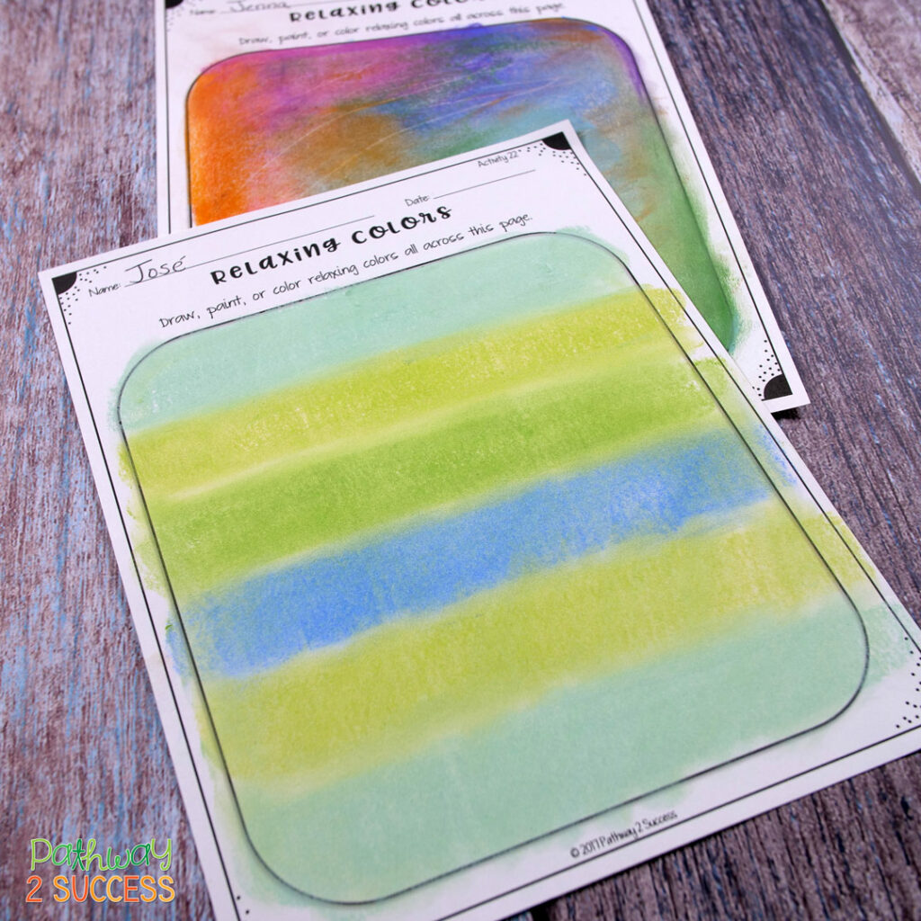 Relaxing colors activity to teach coping skills and self-regulation