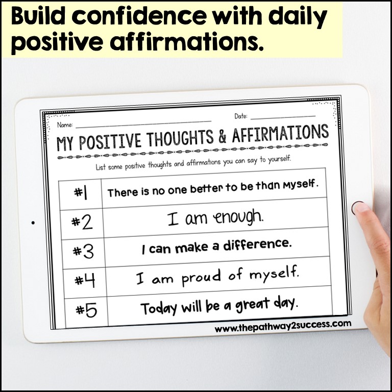 Positive affirmation activity to build confidence.