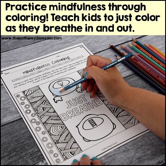 mindfulness coloring pages being colored on a table
