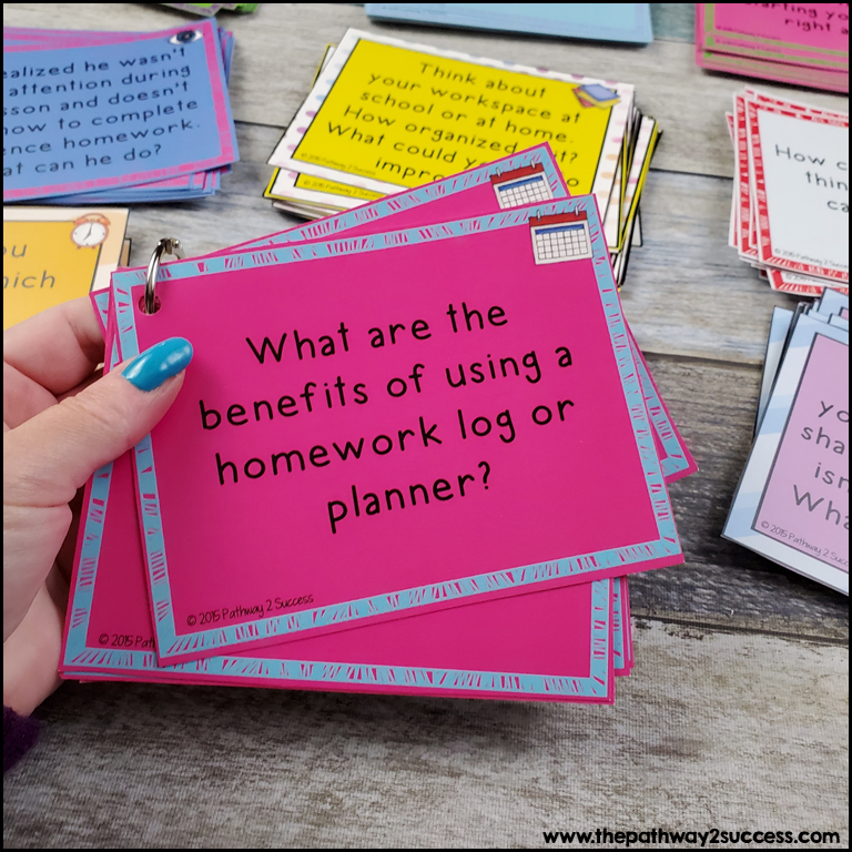 Use task cards to discuss EF skills during downtime.