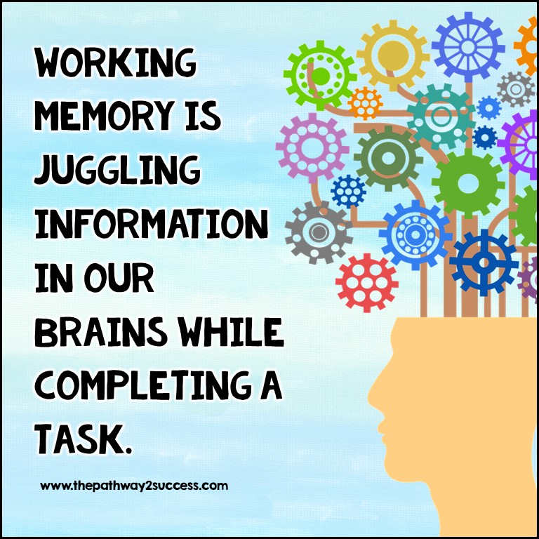 Working memory is juggling information in our brains while completing a task.