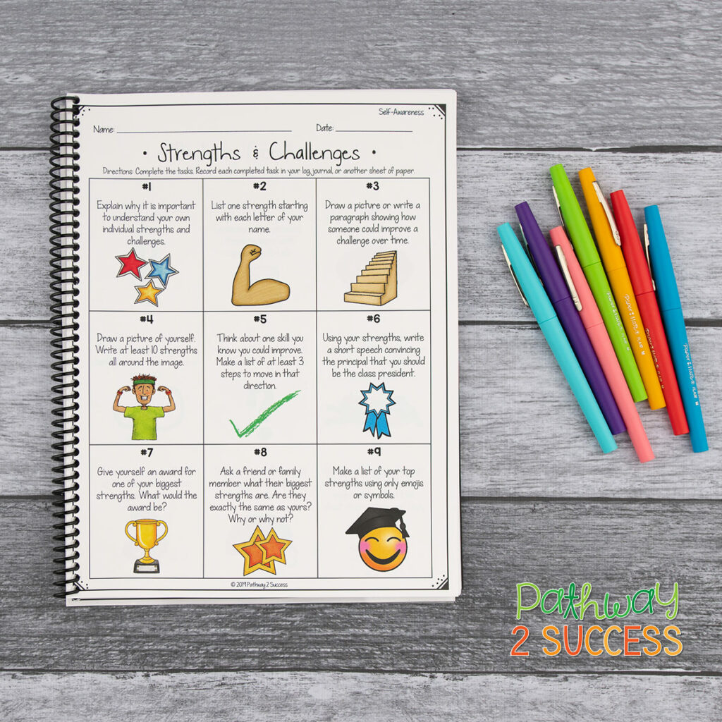 Social emotional learning choice board activity