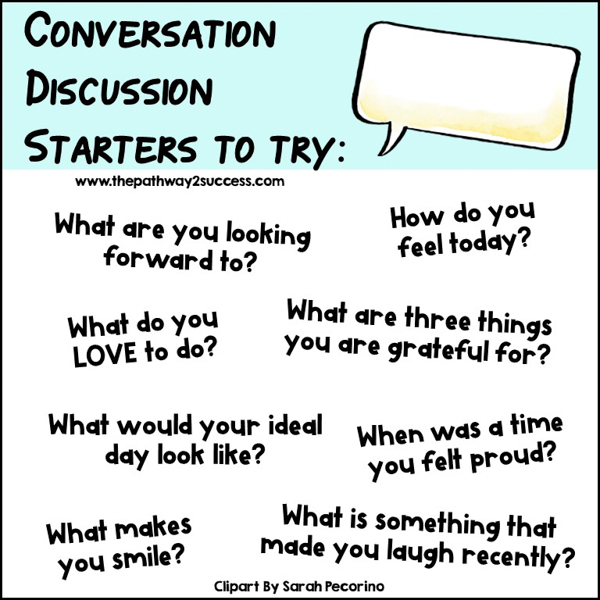 Conversation discussion starters to help kids and teens.