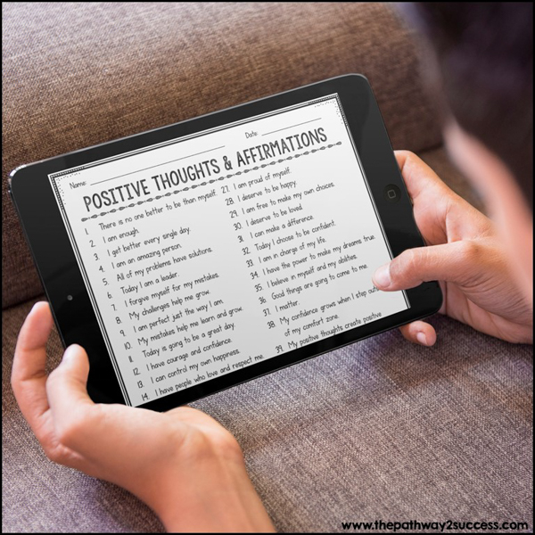 Free printable and digital positive affirmations list