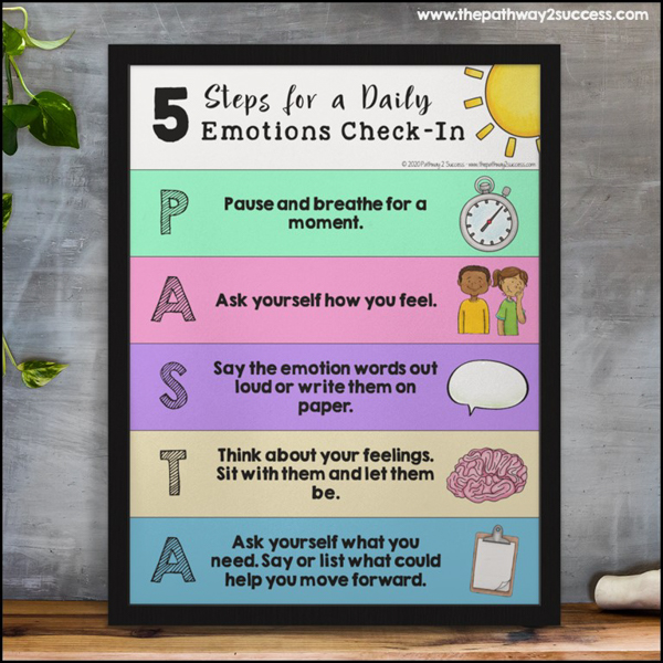 Use a daily 5-step emotions check-in with kids and teens to build self-awareness.