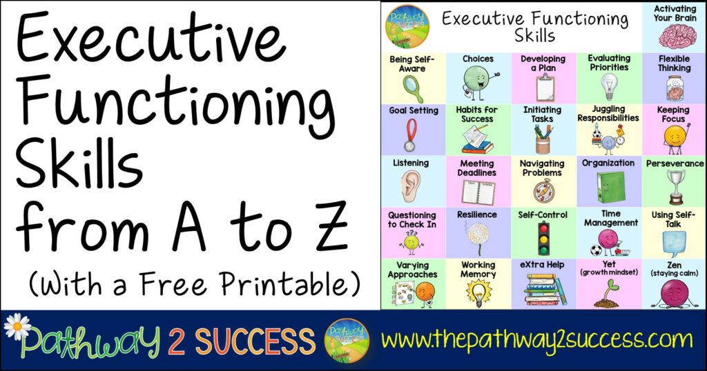 Executive functioning skills are in everything we do. Kids and teens use them when starting homework, working with partners, juggling daily responsibilities, staying focused in class, problem-solving with friends, and much more. Executive functioning skills are life skills.
