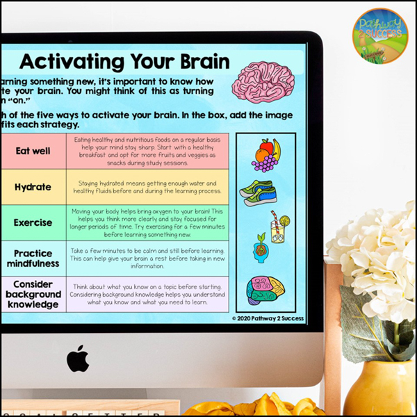 Activating Your Brain lesson in executive functioning workbook