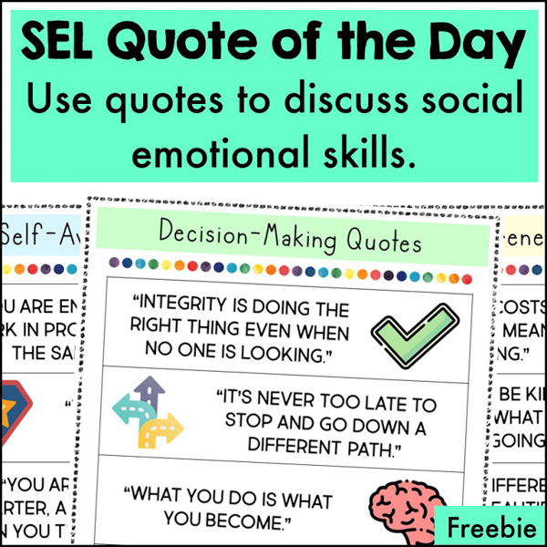 Free SEL quote of the day activity