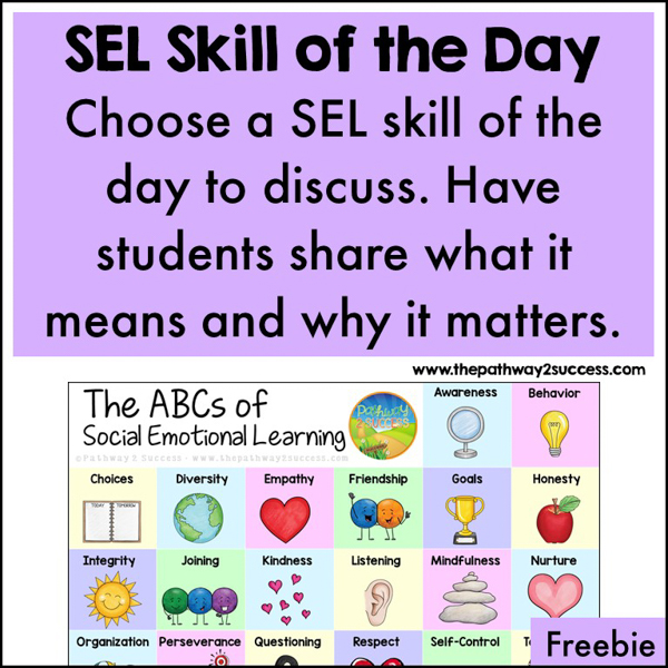 Free SEL skill of the day worksheet