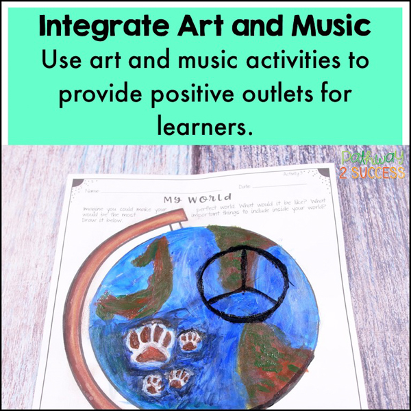 Integrate art and music to help children and teens in the classroom.