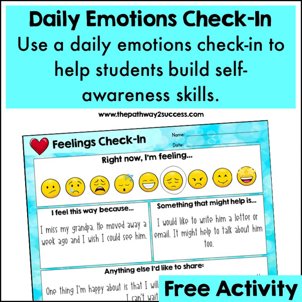 Use a daily emotions check-in to help students build self-awareness skills.