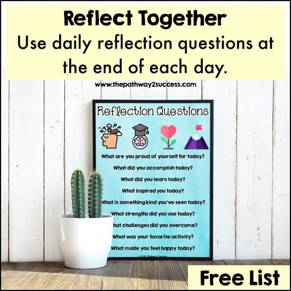 Reflection questions for the end the day