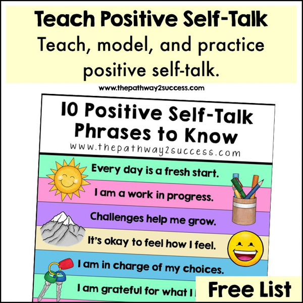 Teach positive self-talk with a free printable list