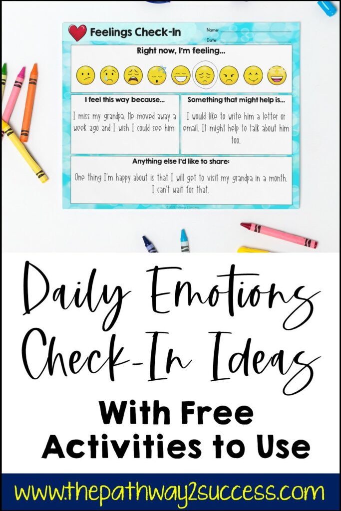 Daily emotions check-in ideas with free activities to use