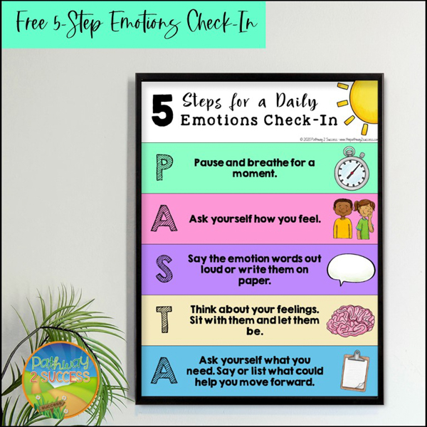 Free 5-step emotions check-in for kids and teens.