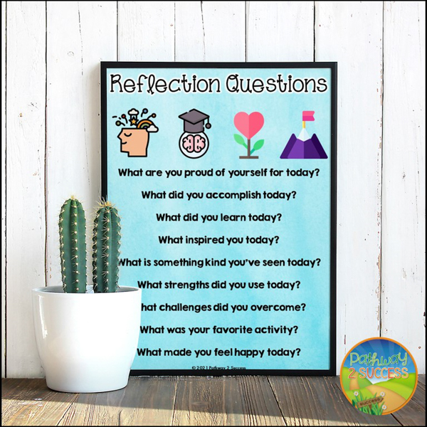 Free end of the day reflection questions to build social emotional learning skills.