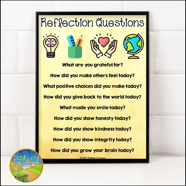 Free end of the day reflection questions to build social emotional learning skills.