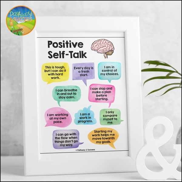 Positive self-talk posters to build executive functioning success.