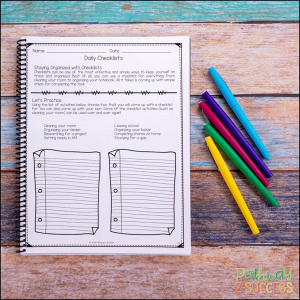 Executive functioning workbook