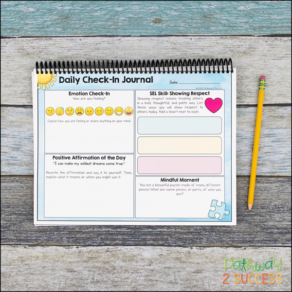 Social emotional daily check-in journal by Pathway 2 Success